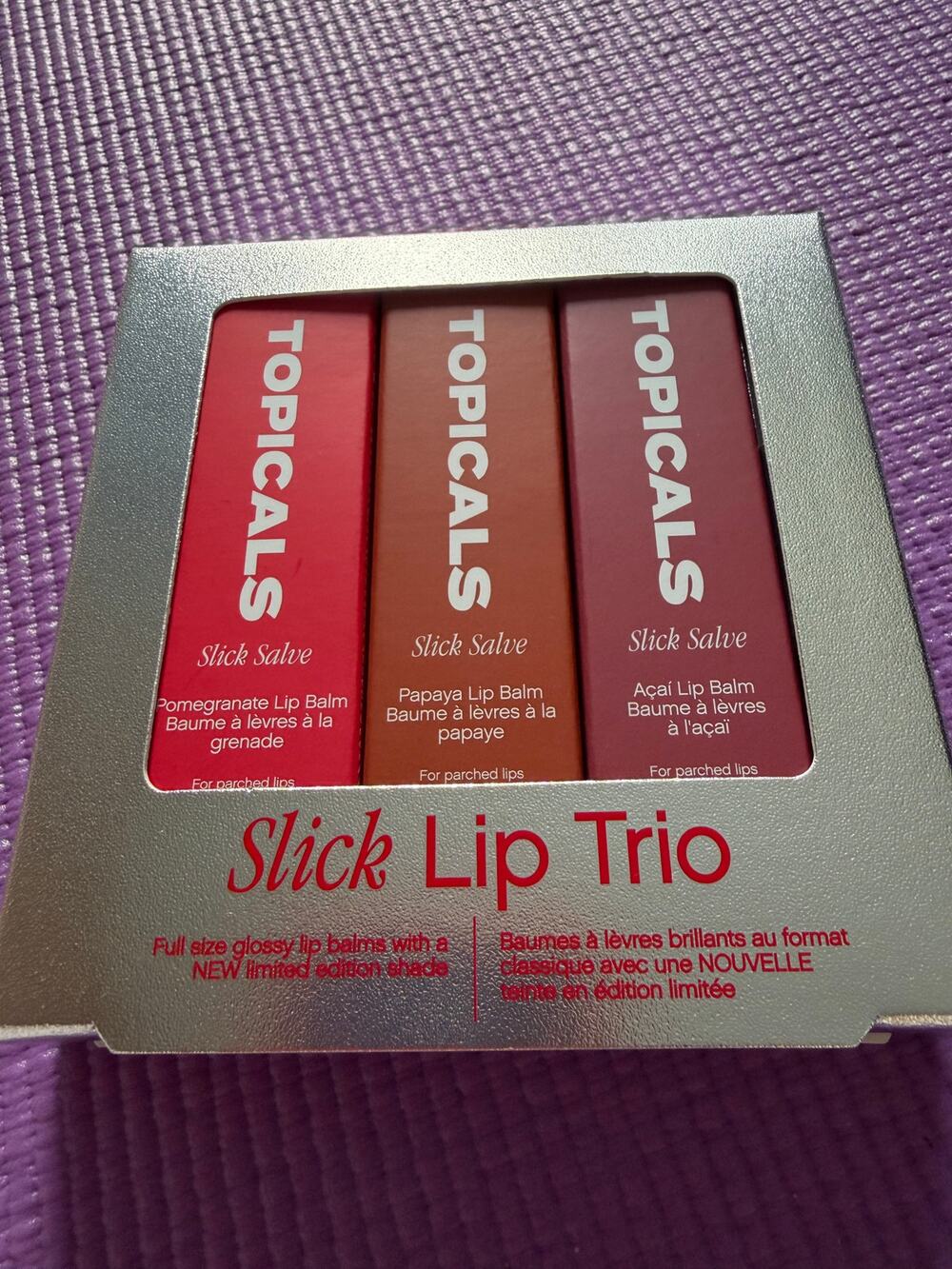 New Topicals Slick Salve Hydrating Glossy Lip Balm Trio 3 Piece Lot